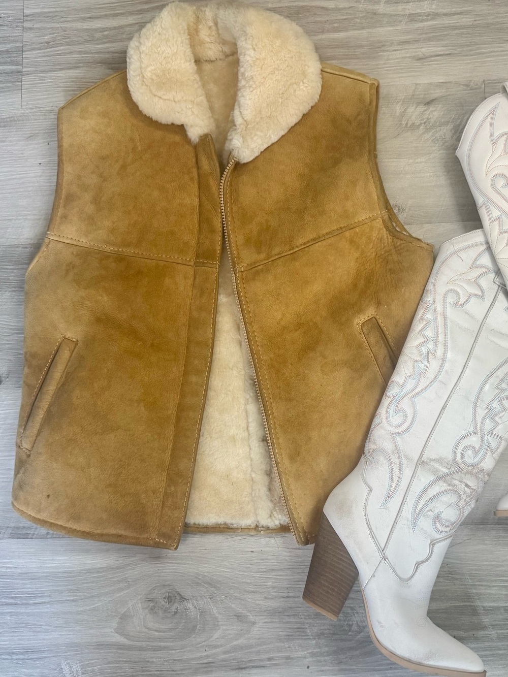 Vintage L.L.Bean Shearling Suede Vest